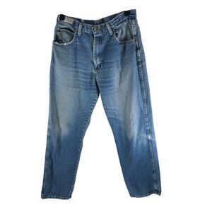 Red Kap Blue Denim Jeans Distressed Details Straight Leg 34x34 Measures 32x33